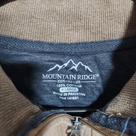 Mountain Ridge Sweater Mens Size XL Pullover Quarter Zip Brown Long Sleeve - Picture 3 of 3
